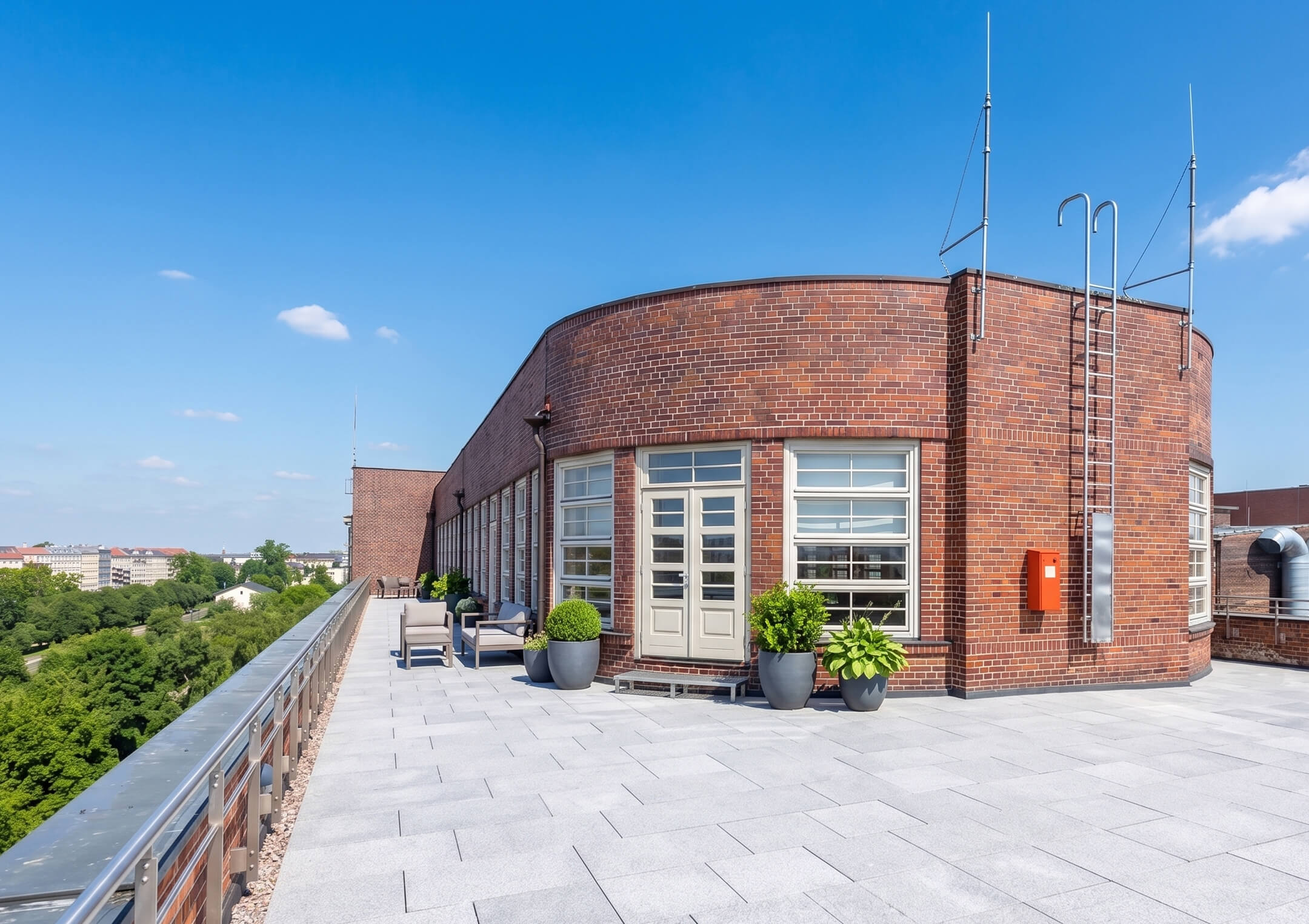 Dachterrasse im 4. Obergeschoss der Konsumzentrale Leipzig